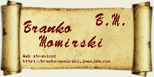 Branko Momirski vizit kartica